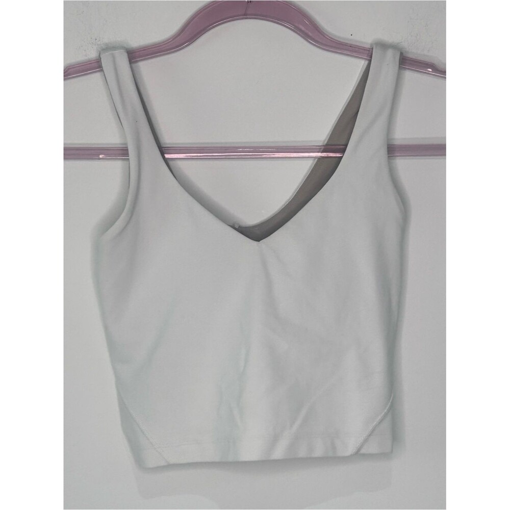 Lululemon Align V-Neck Longline White Nulu Yoga Tank Built-In Bra Size 0 - Picture 3 of 6